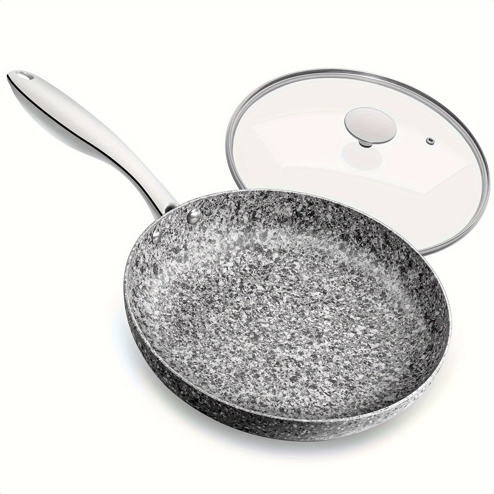Ultra Nonstick Frying Pan with Stone Interior, Frying Pan with Lid, Stone Skillet with Lid, Granite Frying Pan Nonstick, Nonstick Frying Pans with Lid
