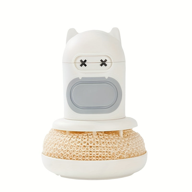 3pcs Kitchen Cartoon Pressing Brush, Cute Cleaning Decontamination Pot Brush, Cartoon Pressing Cleaning Decontamination Brush