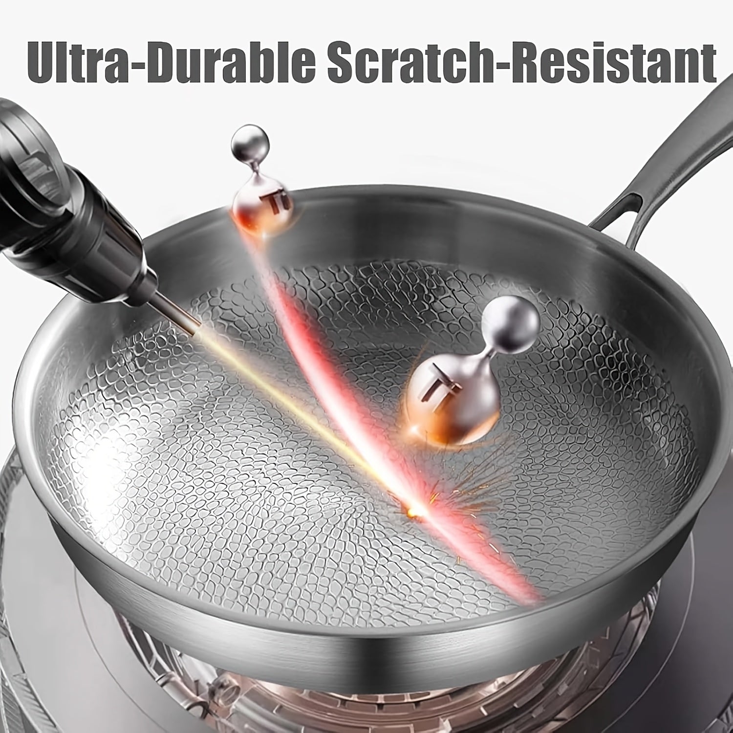 High-end Hammer-patterned Titanium Golden Frying Pan with Lid, Multiple Specifications Of Titanium Golden Hammer-patterned Frying Pan with Lid, Upgraded Non-coated And Non-stick Titanium Golden Professional Kitchenware, Super Durable