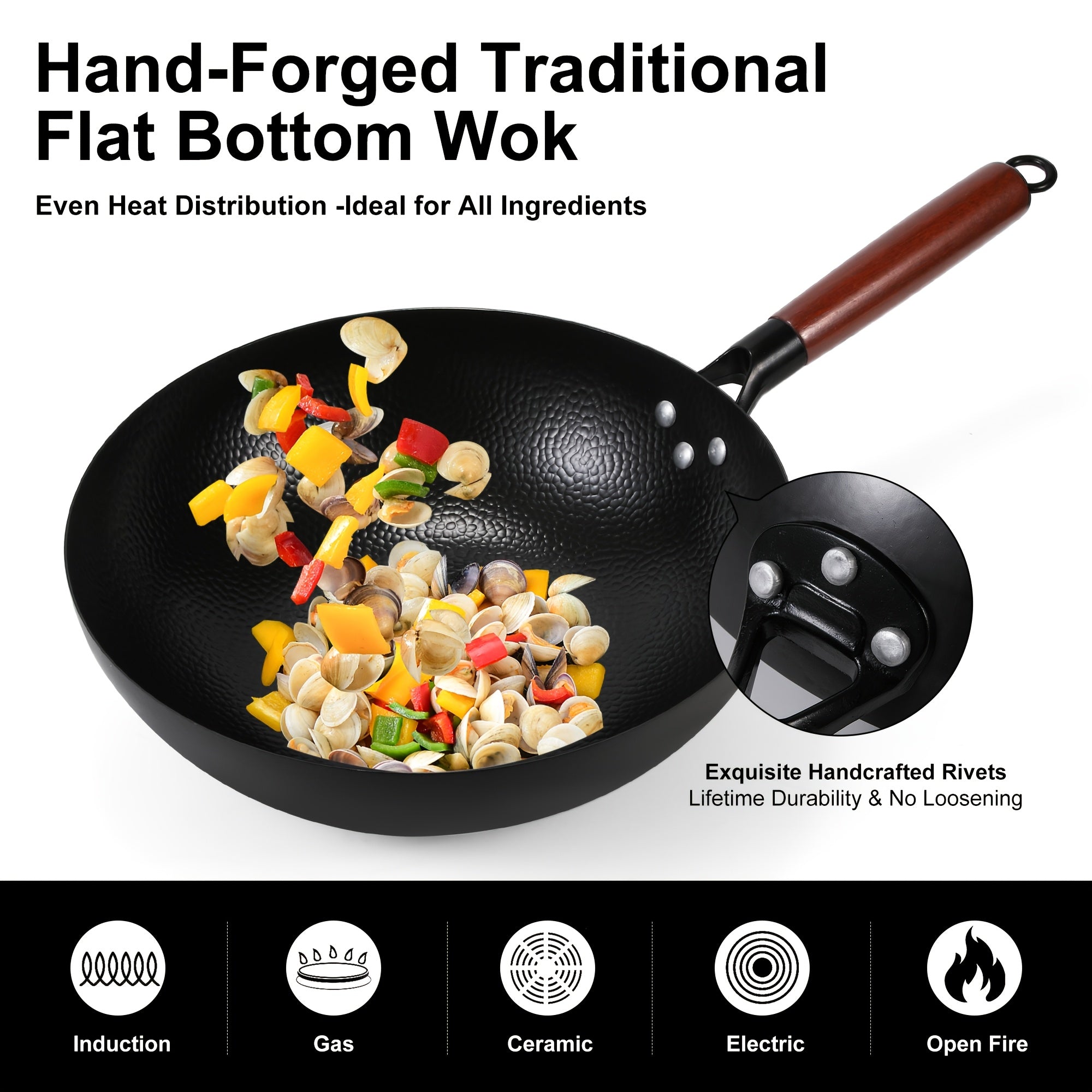 Woks And Stir-Fry Pans That Can Withstand High Temperatures, Featuring a Detachable Handle, Safe for Oven Use, And Equipped with a Glass Lid