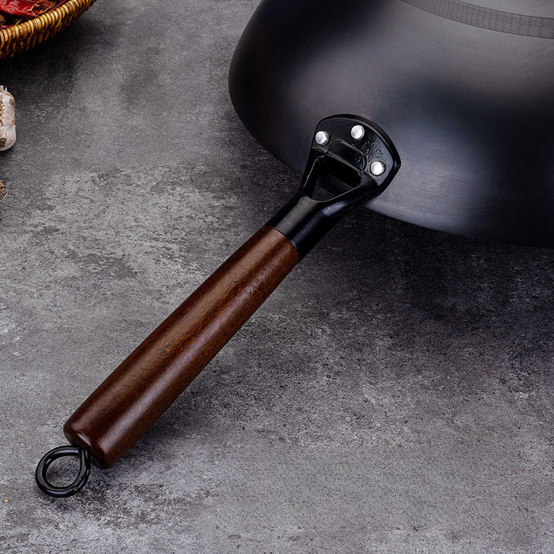 12.6-inch Cast Iron Wok with Stainless Steel Handle - Rust-Free Seasoning, Heat-Resistant & Anti-Slip Design for Gas Stoves, Outdoor Cooking & Kitchen Use