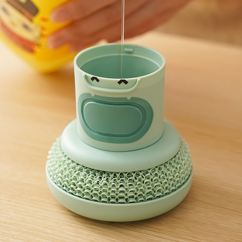 3pcs Kitchen Cartoon Pressing Brush, Cute Cleaning Decontamination Pot Brush, Cartoon Pressing Cleaning Decontamination Brush