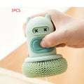 3pcs Kitchen Cartoon Pressing Brush, Cute Cleaning Decontamination Pot Brush, Cartoon Pressing Cleaning Decontamination Brush