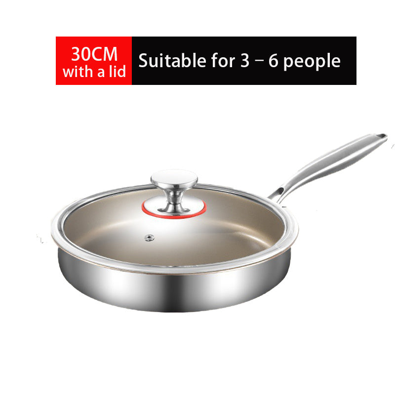 Pure Titanium Frying Pan With Glass Lid Healthy Non Stick Skillet No Coating Induction And Gas Stove Safe Durable Scratch Resistant Titanium Cookware Easy To Clean Perfect For Breakfast Lunch Dinner Sauteing Searing And Family Meals