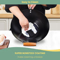 12-Inch Carbon Steel Wok Pan with Nonstick Coating - Pre-Seasoned Suitable for Stir Fry, Compatible for Induction\u002FElectric\u002FGas Stoves, PFOA\u002FPTFE-Free Fry Pan, Healthy Cookware for Asian & Quick Frying