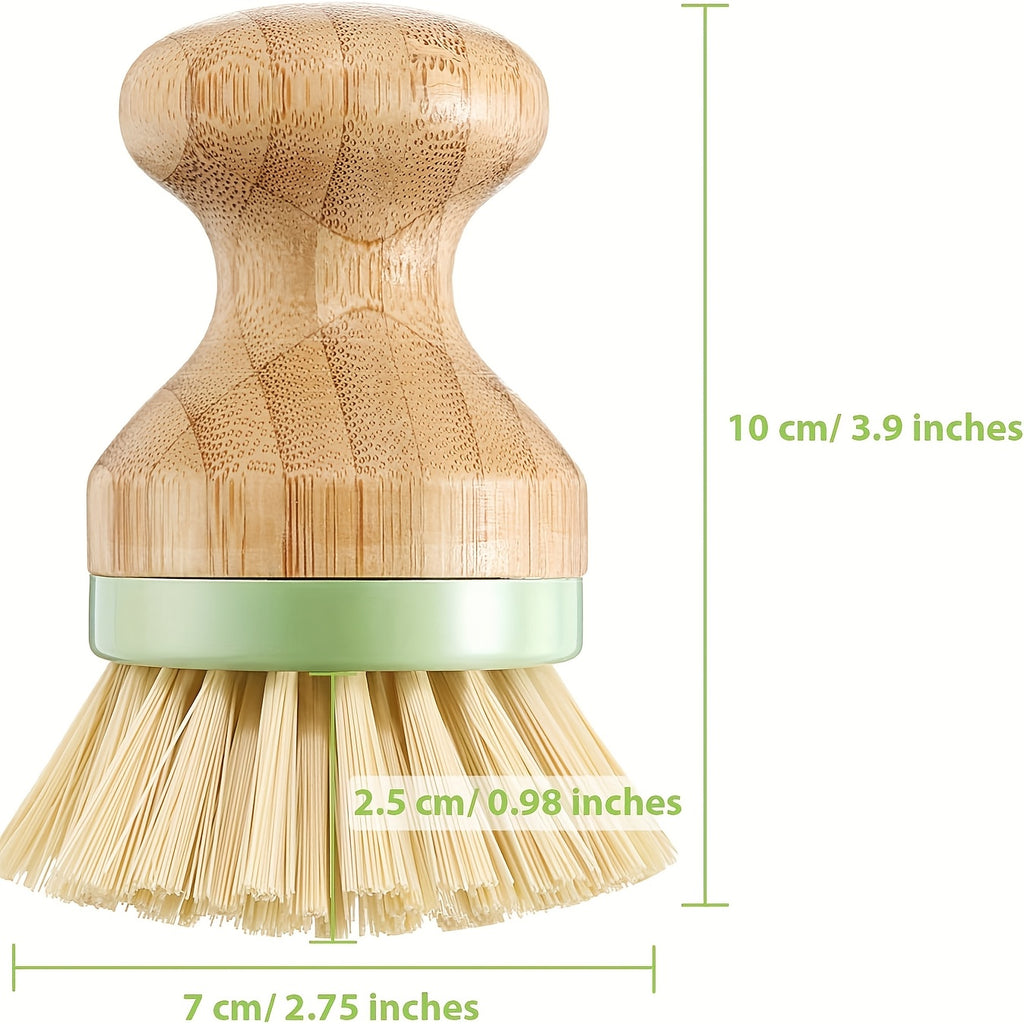 4pcs Dish Scrub Brush with Holders Wooden Round Scrubbers Stiff Bristles Pot Brushes for Wash Dishes, Pots, Pans, Kitchen Pot Pan Sink