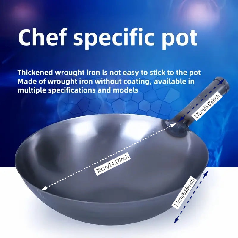 A Cast Iron Frying Pan, Heavy-Duty Skillet, Single Pancake Griddle, Gas Stove, Chef'S Special Frying Pan, Wok, Round-Bottomed