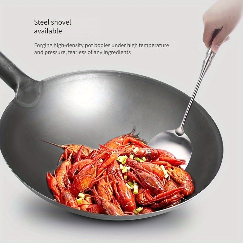 A Cast Iron Frying Pan, Heavy-Duty Skillet, Single Pancake Griddle, Gas Stove, Chef'S Special Frying Pan, Wok, Round-Bottomed