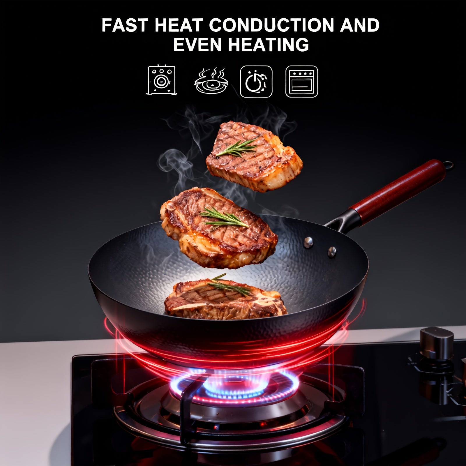 Woks And Stir-Fry Pans That Can Withstand High Temperatures, Featuring a Detachable Handle, Safe for Oven Use, And Equipped with a Glass Lid