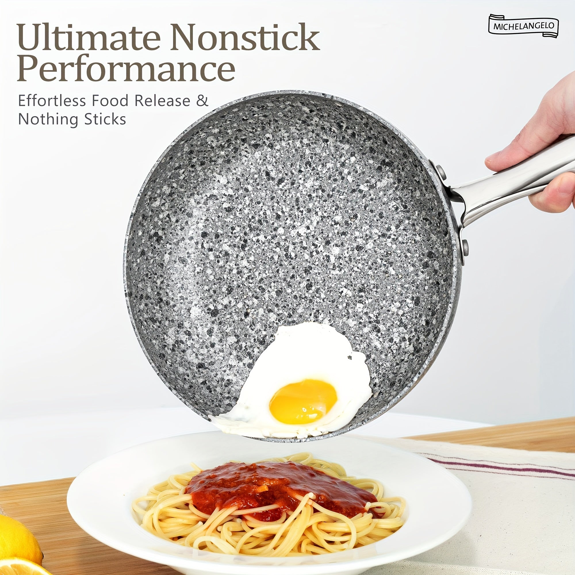 Ultra Nonstick Frying Pan with Stone Interior, Frying Pan with Lid, Stone Skillet with Lid, Granite Frying Pan Nonstick, Nonstick Frying Pans with Lid
