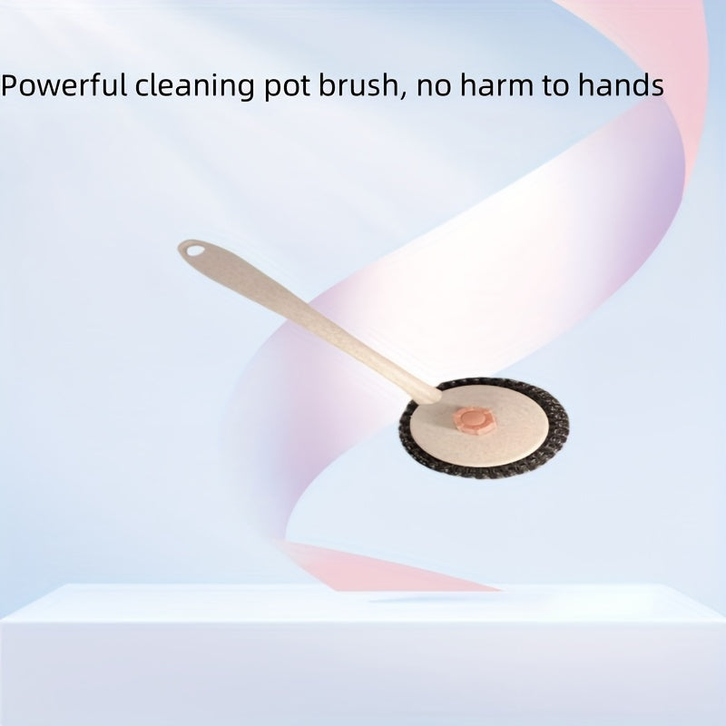 An Effective Pot Cleaning Brush That Is Gentle on Your Hands, Featuring a Long Handle And a Sturdy Brush Head. It'S an Excellent Aid for Cleaning Dishes And Pots